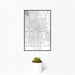 12x18 Oklahoma City Oklahoma Map Print Portrait Orientation in Classic Style With Small Cactus Plant in White Planter