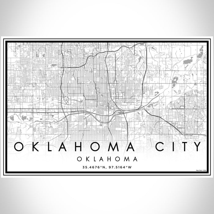 Oklahoma City Oklahoma Map Print Landscape Orientation in Classic Style With Shaded Background