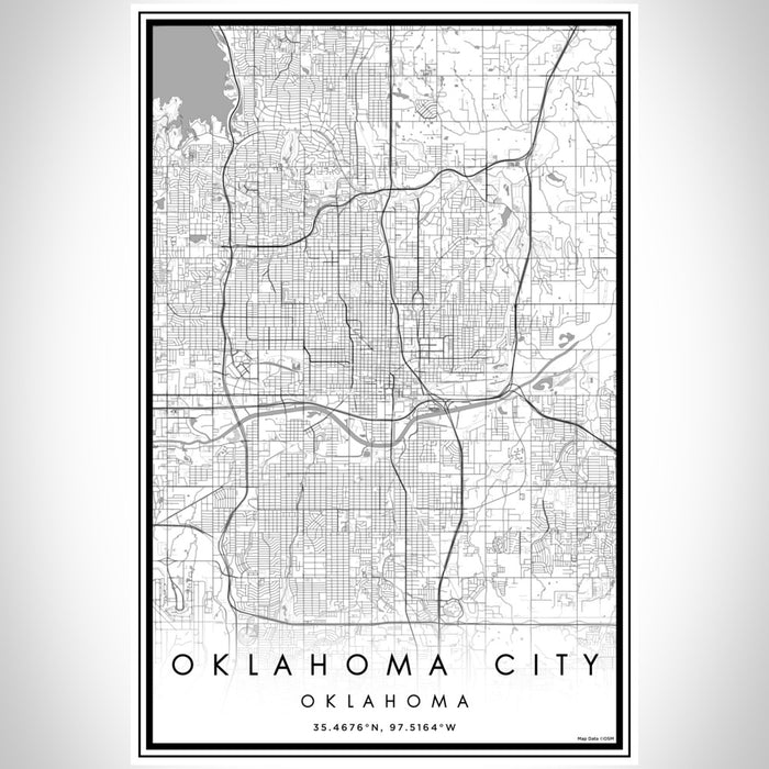 Oklahoma City Oklahoma Map Print Portrait Orientation in Classic Style With Shaded Background