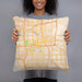 Person holding 18x18 Custom Oklahoma City Oklahoma Map Throw Pillow in Watercolor