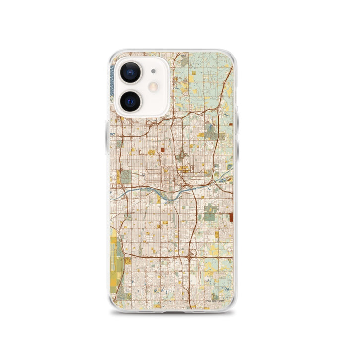 Custom Oklahoma City Oklahoma Map iPhone 12 Phone Case in Woodblock
