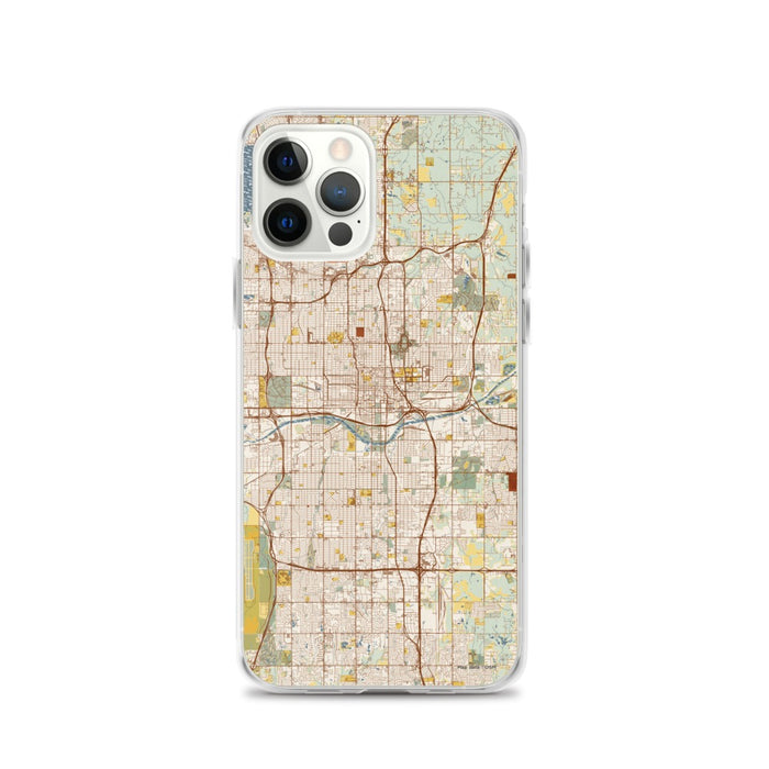 Custom Oklahoma City Oklahoma Map iPhone 12 Pro Phone Case in Woodblock