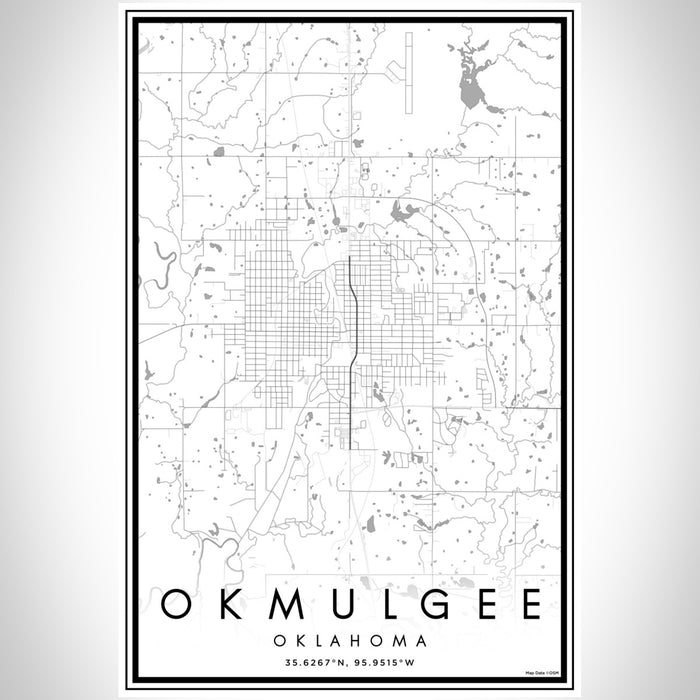 Okmulgee Oklahoma Map Print Portrait Orientation in Classic Style With Shaded Background