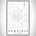 Okmulgee Oklahoma Map Print Portrait Orientation in Classic Style With Shaded Background