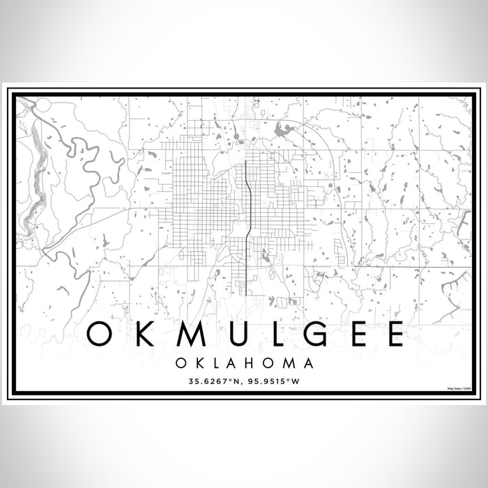 Okmulgee Oklahoma Map Print Landscape Orientation in Classic Style With Shaded Background