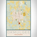 Okmulgee Oklahoma Map Print Portrait Orientation in Woodblock Style With Shaded Background