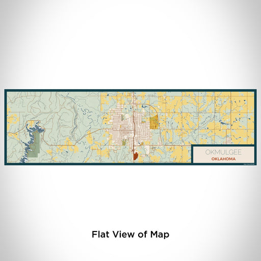 Flat View of Map Custom Okmulgee Oklahoma Map Enamel Mug in Woodblock