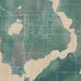 Okoboji Iowa Map Print in Afternoon Style Zoomed In Close Up Showing Details