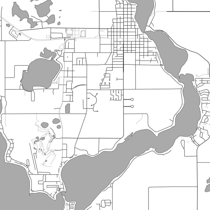 Okoboji Iowa Map Print in Classic Style Zoomed In Close Up Showing Details