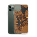 Custom Okoboji Iowa Map Phone Case in Ember on Table with Laptop and Plant