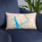 Custom Okoboji Iowa Map Throw Pillow in Watercolor on Blue Colored Chair