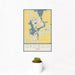 12x18 Okoboji Iowa Map Print Portrait Orientation in Woodblock Style With Small Cactus Plant in White Planter