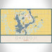 Okoboji Iowa Map Print Landscape Orientation in Woodblock Style With Shaded Background