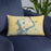 Custom Okoboji Iowa Map Throw Pillow in Woodblock on Blue Colored Chair