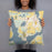 Person holding 18x18 Custom Okoboji Iowa Map Throw Pillow in Woodblock