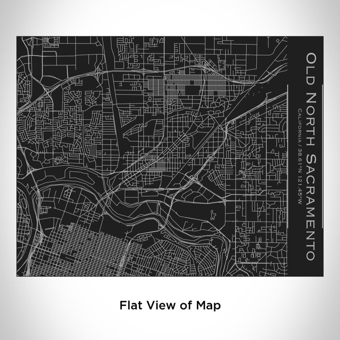 Rendered View of Old North Sacramento California Map Engraving on 20oz Stainless Steel Insulated Bottle with Bamboo Top in Black