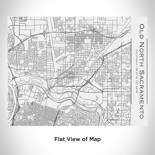 Rendered View of Old North Sacramento California Map Engraving on 20oz Stainless Steel Insulated Bottle with Bamboo Top in White