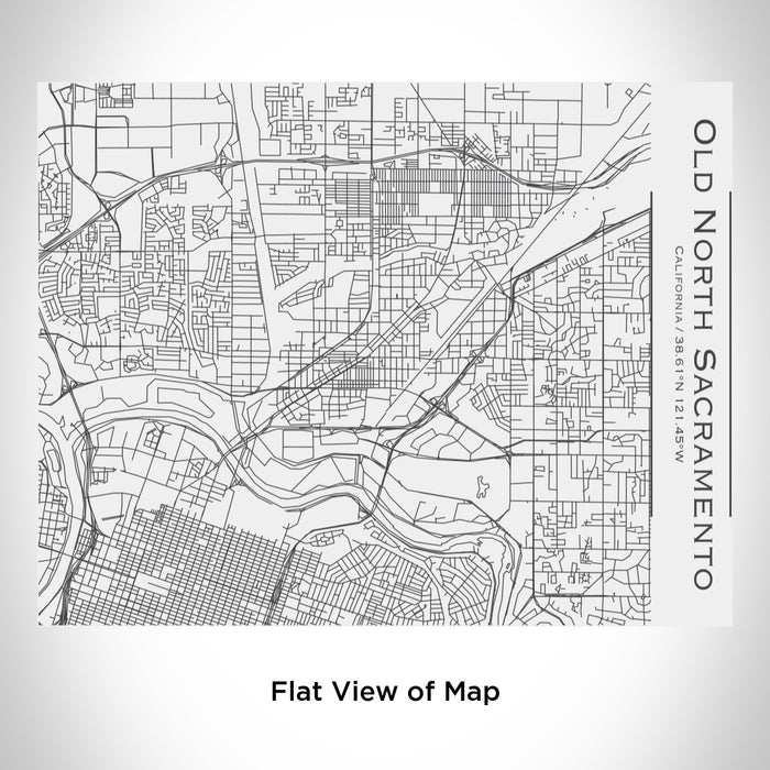Rendered View of Old North Sacramento California Map Engraving on 20oz Stainless Steel Insulated Bottle with Bamboo Top in White
