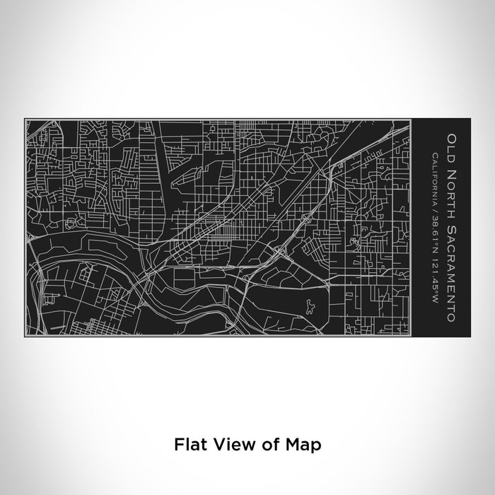 Rendered View of Old North Sacramento California Map Engraving on 17oz Stainless Steel Insulated Cola Bottle in Black