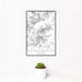 12x18 Old Rag Mountain Virginia Map Print Portrait Orientation in Classic Style With Small Cactus Plant in White Planter