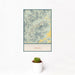 12x18 Old Rag Mountain Virginia Map Print Portrait Orientation in Woodblock Style With Small Cactus Plant in White Planter