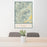 24x36 Old Rag Mountain Virginia Map Print Portrait Orientation in Woodblock Style Behind 2 Chairs Table and Potted Plant