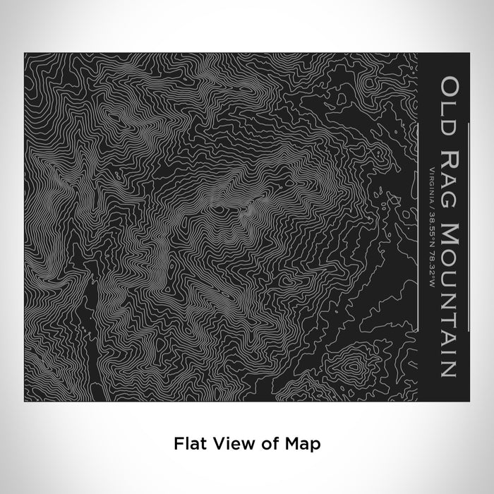 Rendered View of Old Rag Mountain Virginia Map Engraving on 20oz Stainless Steel Insulated Bottle with Bamboo Top in Black