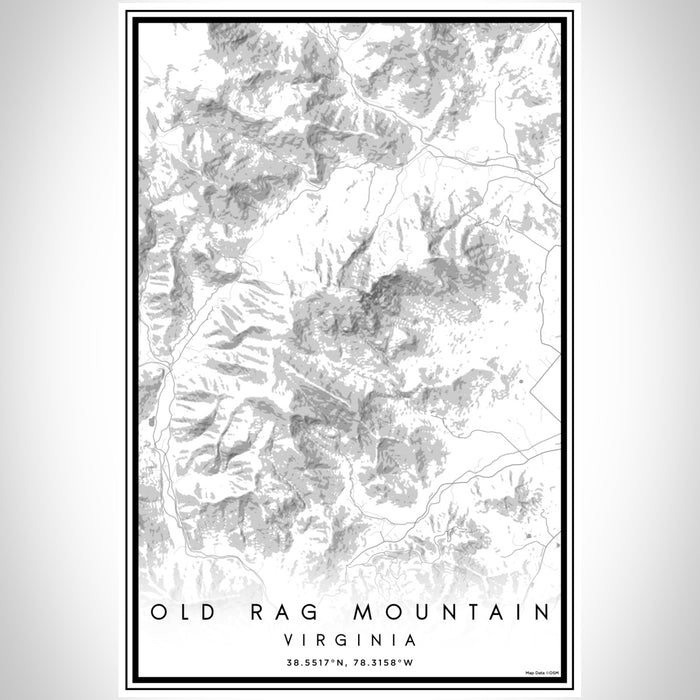 Old Rag Mountain Virginia Map Print Portrait Orientation in Classic Style With Shaded Background
