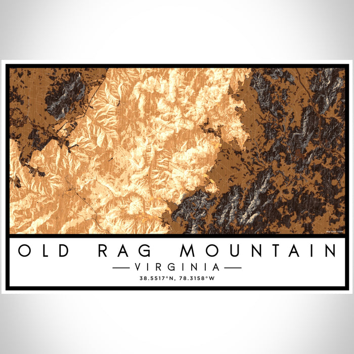 Old Rag Mountain Virginia Map Print Landscape Orientation in Ember Style With Shaded Background