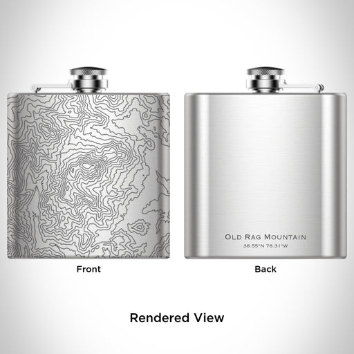Rendered View of Old Rag Mountain Virginia Map Engraving on 6oz Stainless Steel Flask