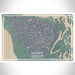 Olympic National Park Map Print Landscape Orientation in Afternoon Style With Shaded Background