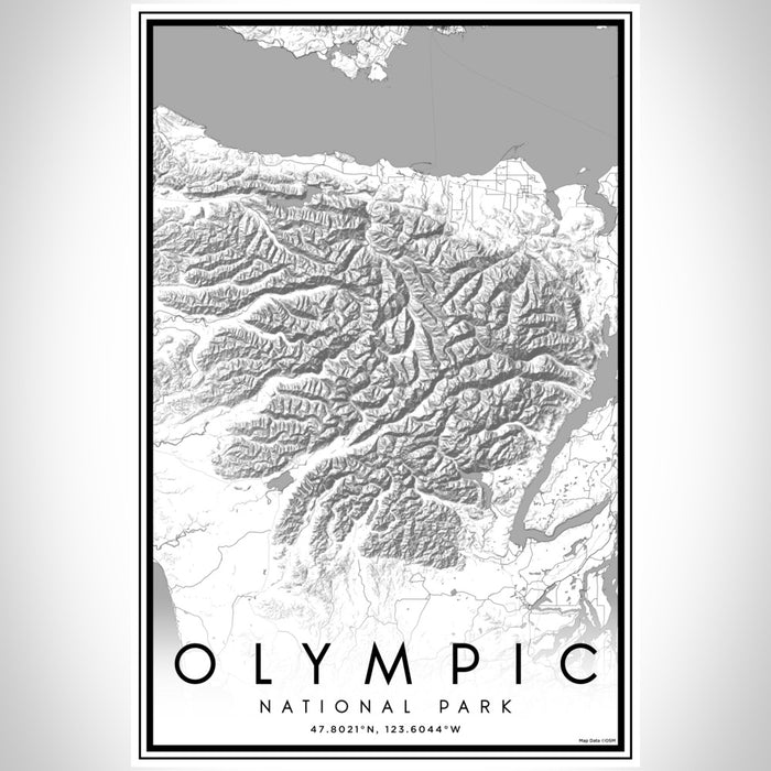 Olympic National Park Map Print Portrait Orientation in Classic Style With Shaded Background