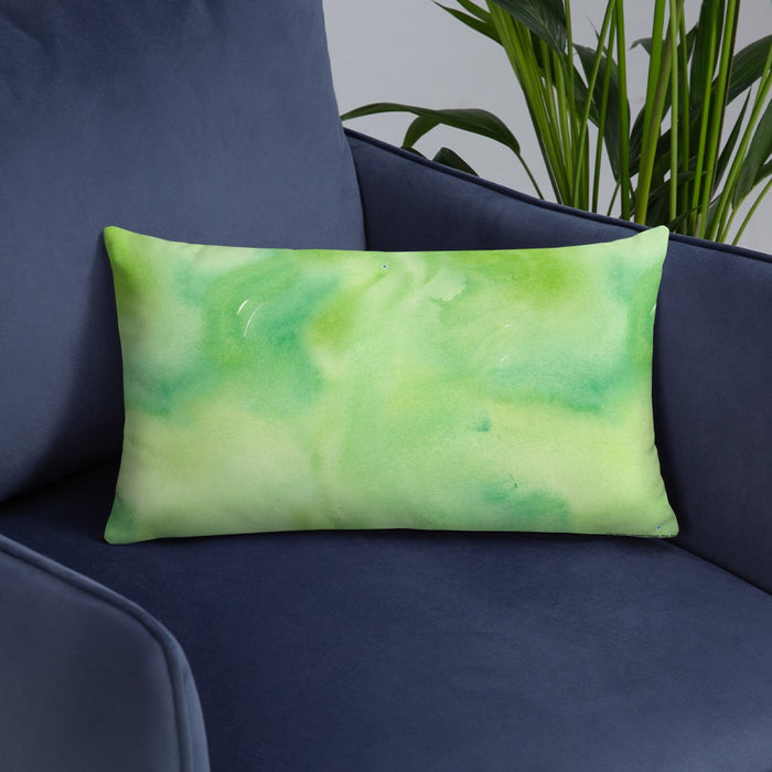 Custom Olympic National Park Map Throw Pillow in Watercolor on Blue Colored Chair