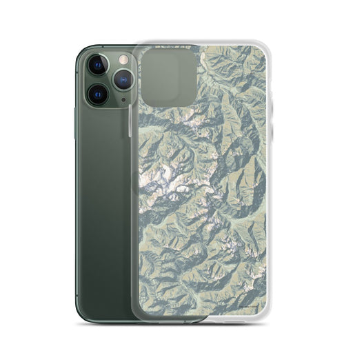 Custom Olympic National Park Map Phone Case in Woodblock on Table with Laptop and Plant