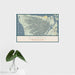 16x24 Olympic National Park Map Print Landscape Orientation in Woodblock Style With Tropical Plant Leaves in Water