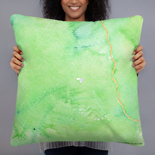 Person holding 22x22 Custom Olympic Valley California Map Throw Pillow in Watercolor