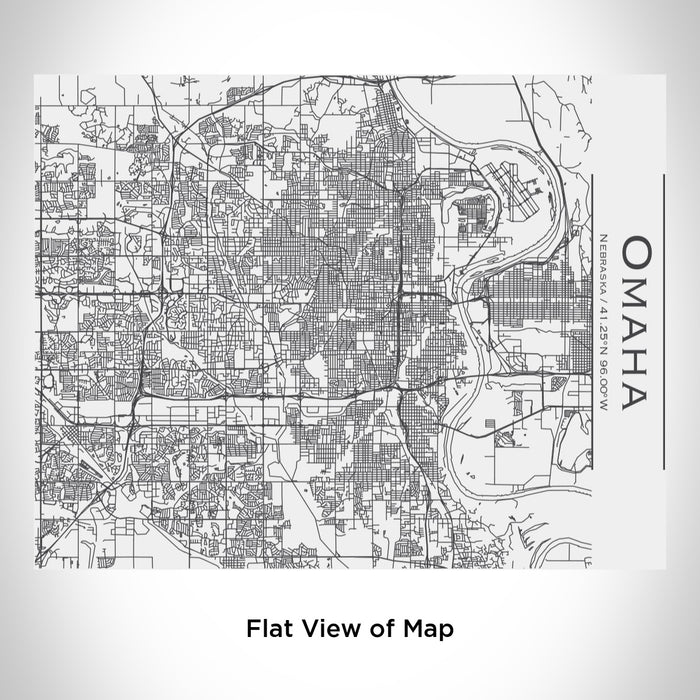Rendered View of Omaha Nebraska Map Engraving on 20oz Stainless Steel Insulated Bottle with Bamboo Top in White