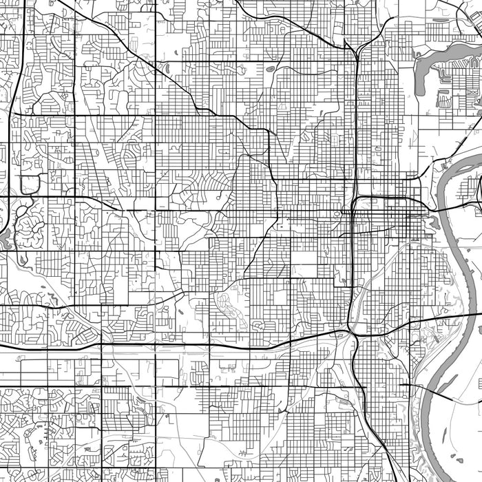 Omaha Nebraska Map Print in Classic Style Zoomed In Close Up Showing Details