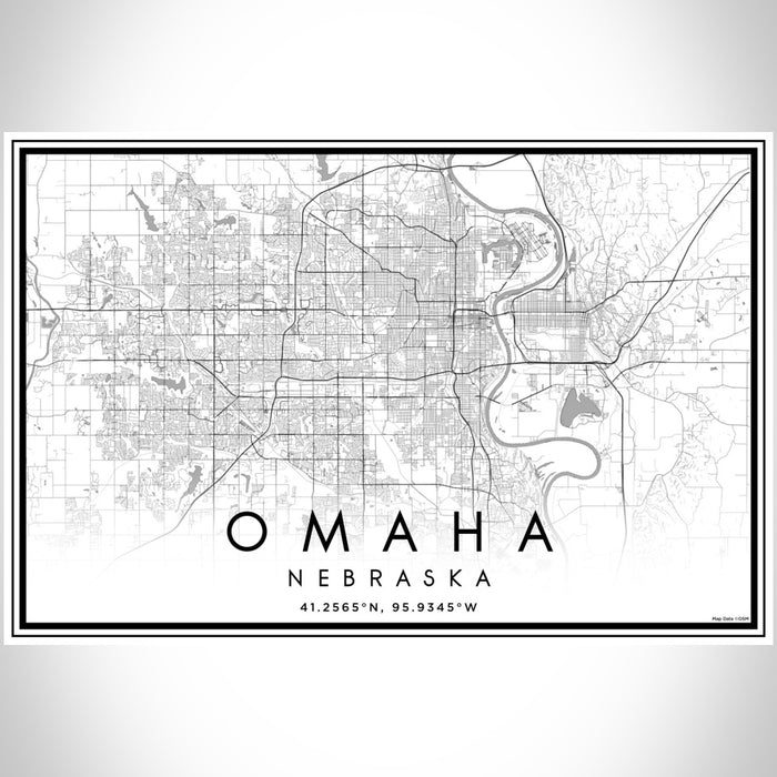 Omaha Nebraska Map Print Landscape Orientation in Classic Style With Shaded Background