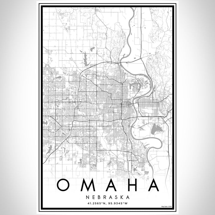 Omaha Nebraska Map Print Portrait Orientation in Classic Style With Shaded Background
