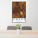 24x36 Omaha Nebraska Map Print Portrait Orientation in Ember Style Behind 2 Chairs Table and Potted Plant