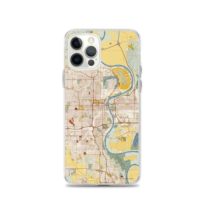 Custom Omaha Nebraska Map iPhone 12 Pro Phone Case in Woodblock