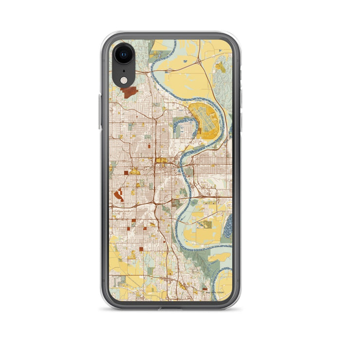 Custom Omaha Nebraska Map Phone Case in Woodblock