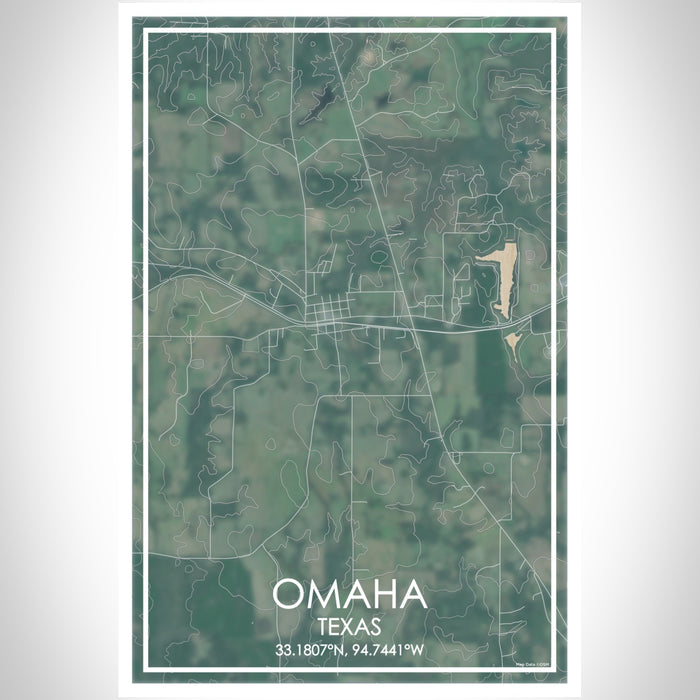 Omaha Texas Map Print Portrait Orientation in Afternoon Style With Shaded Background