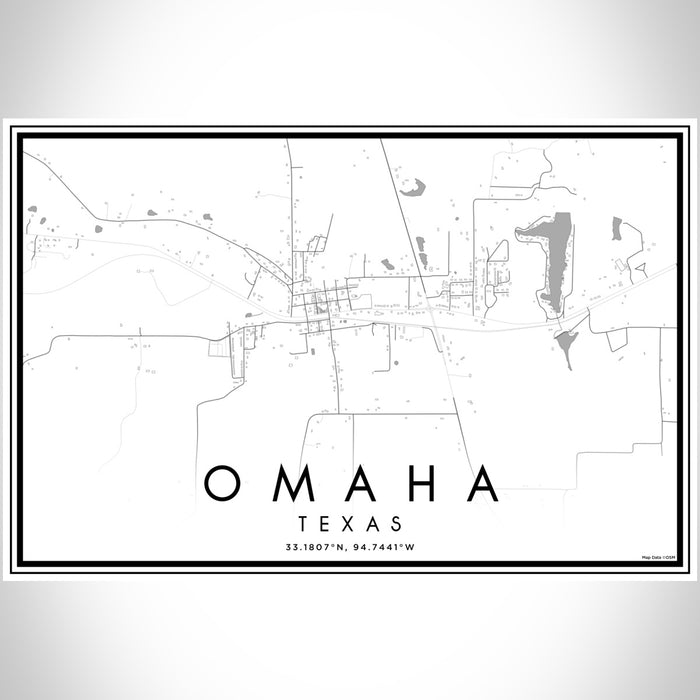 Omaha Texas Map Print Landscape Orientation in Classic Style With Shaded Background