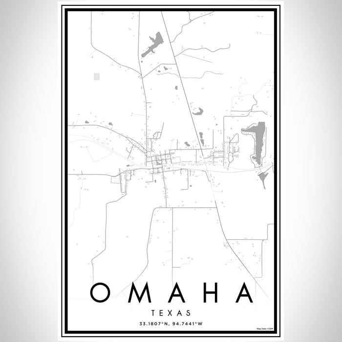 Omaha Texas Map Print Portrait Orientation in Classic Style With Shaded Background