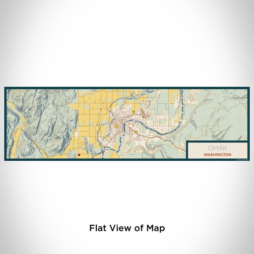 Flat View of Map Custom Omak Washington Map Enamel Mug in Woodblock