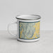 Left View Custom Omak Washington Map Enamel Mug in Woodblock