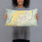 Person holding 20x12 Custom Omak Washington Map Throw Pillow in Woodblock