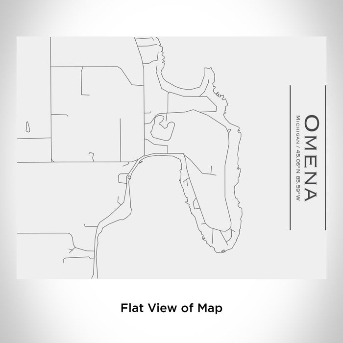 Rendered View of Omena Michigan Map Engraving on 20oz Stainless Steel Insulated Bottle with Bamboo Top in White